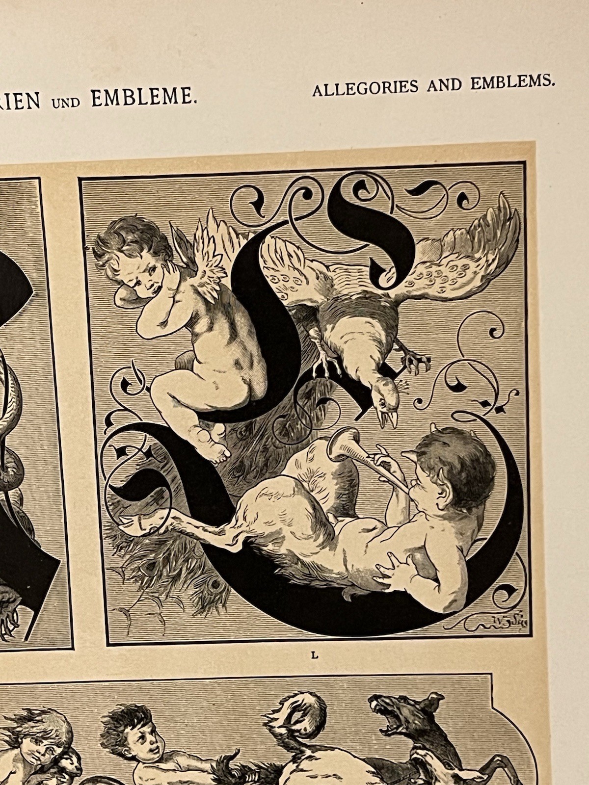 1882 Allegorien Und Embleme Art Print Vienna Cherubs Mythical Figures Plate #143