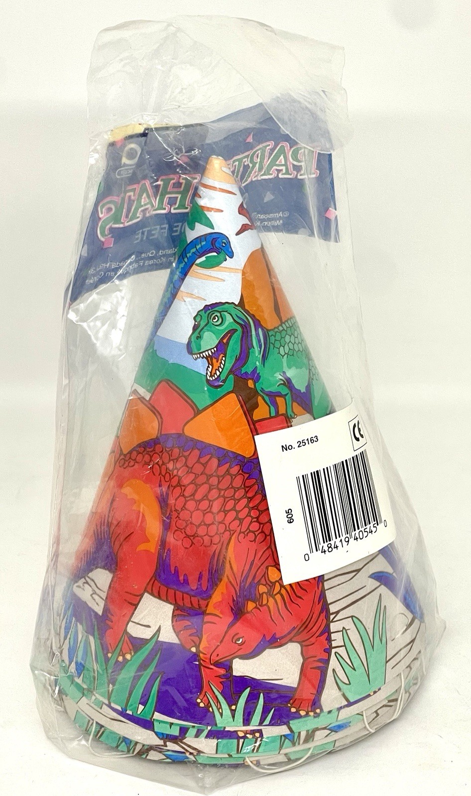 8 Vintage 80s 90s Dinosaur Birthday Party Paper Cone Hats Favors Amdcan New!