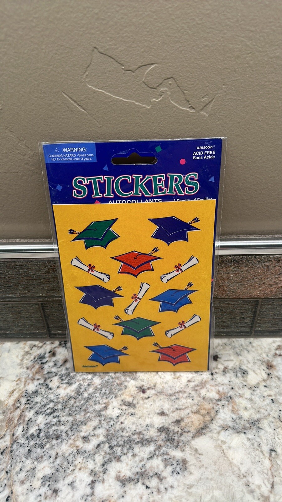 Graduation Stickers Mortar Boards Diplomas MultiColor 9 full 3 partial sheets