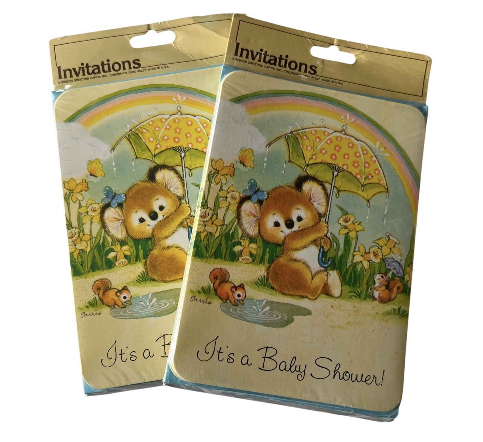 Vintage Baby Shower Invitations Koala Bear Rainbow 2 Sealed Packages 16 Total
