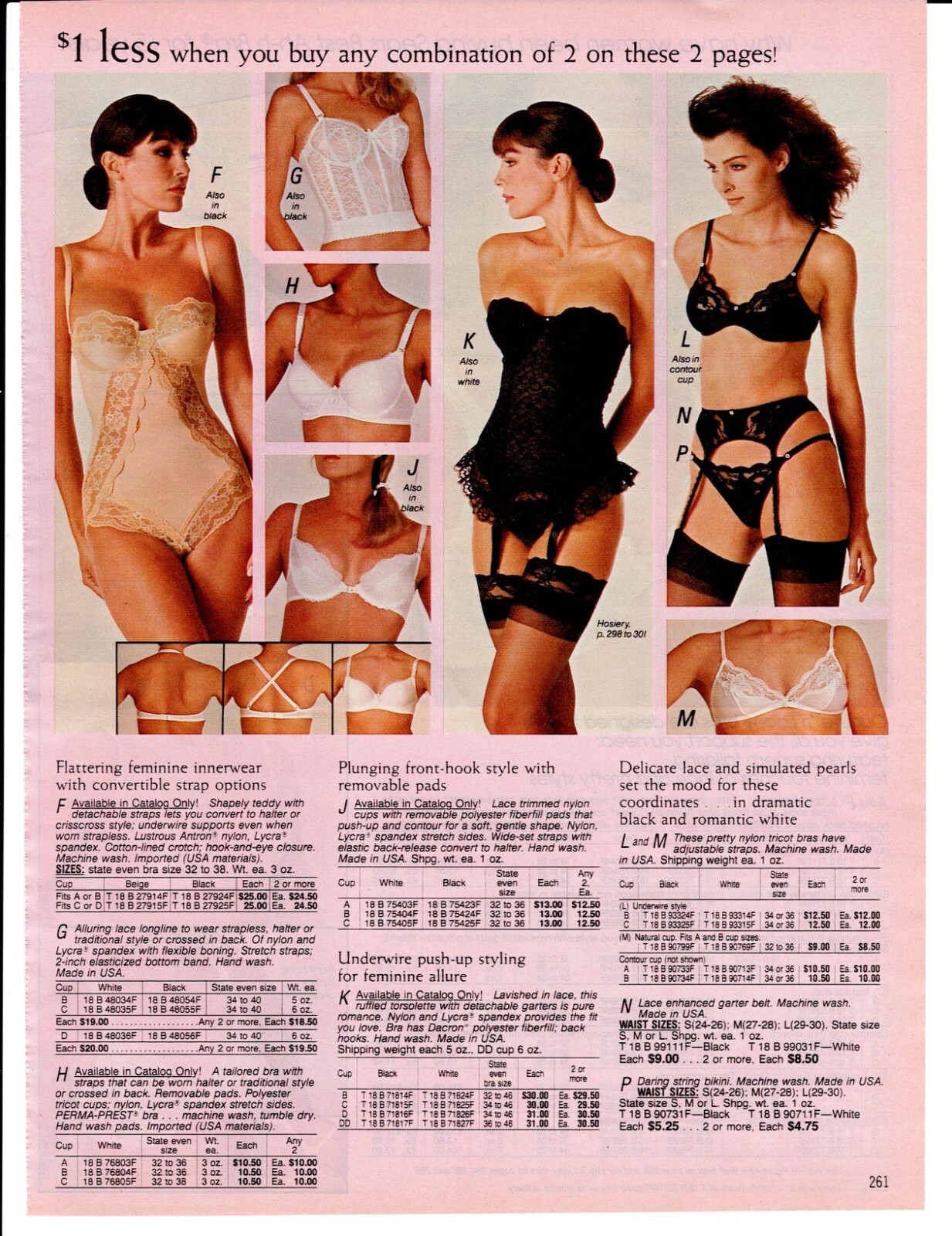 VINTAGE 80’S CATALOG LADIES BRAS SLIPS GARTER BELTS PHOTO CLIPPING AD PRINTS