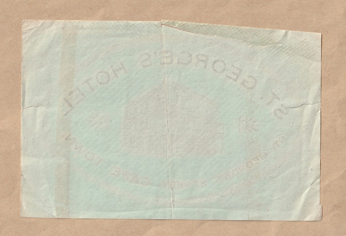 ST. GEORGE’S HOTEL CAPE TOWN. c 1910 ORIGINAL VINTAGE LUGGAGE LABEL. 18 x 12 cms