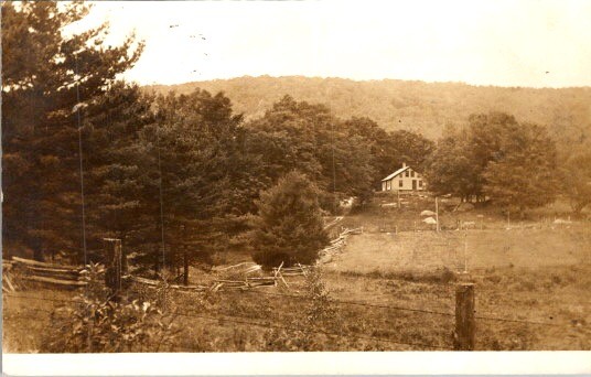 Real Photo Postcard RPPC Farmhouse Rural Landscape Split Rail Fence c1910
