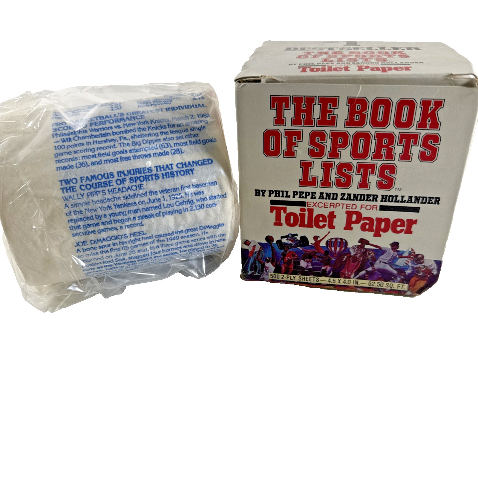 NOS Novelty Toilet Paper Vintage 80s The Book Of Sports Lists READ PLEASE!