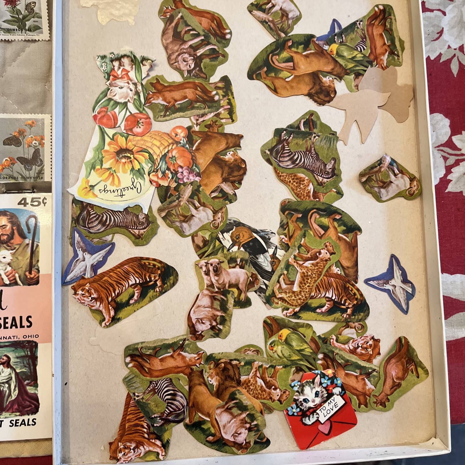 Vintage Gummed Seals Eureka Dennison Seasonal Butterflies Birds Stars Lot