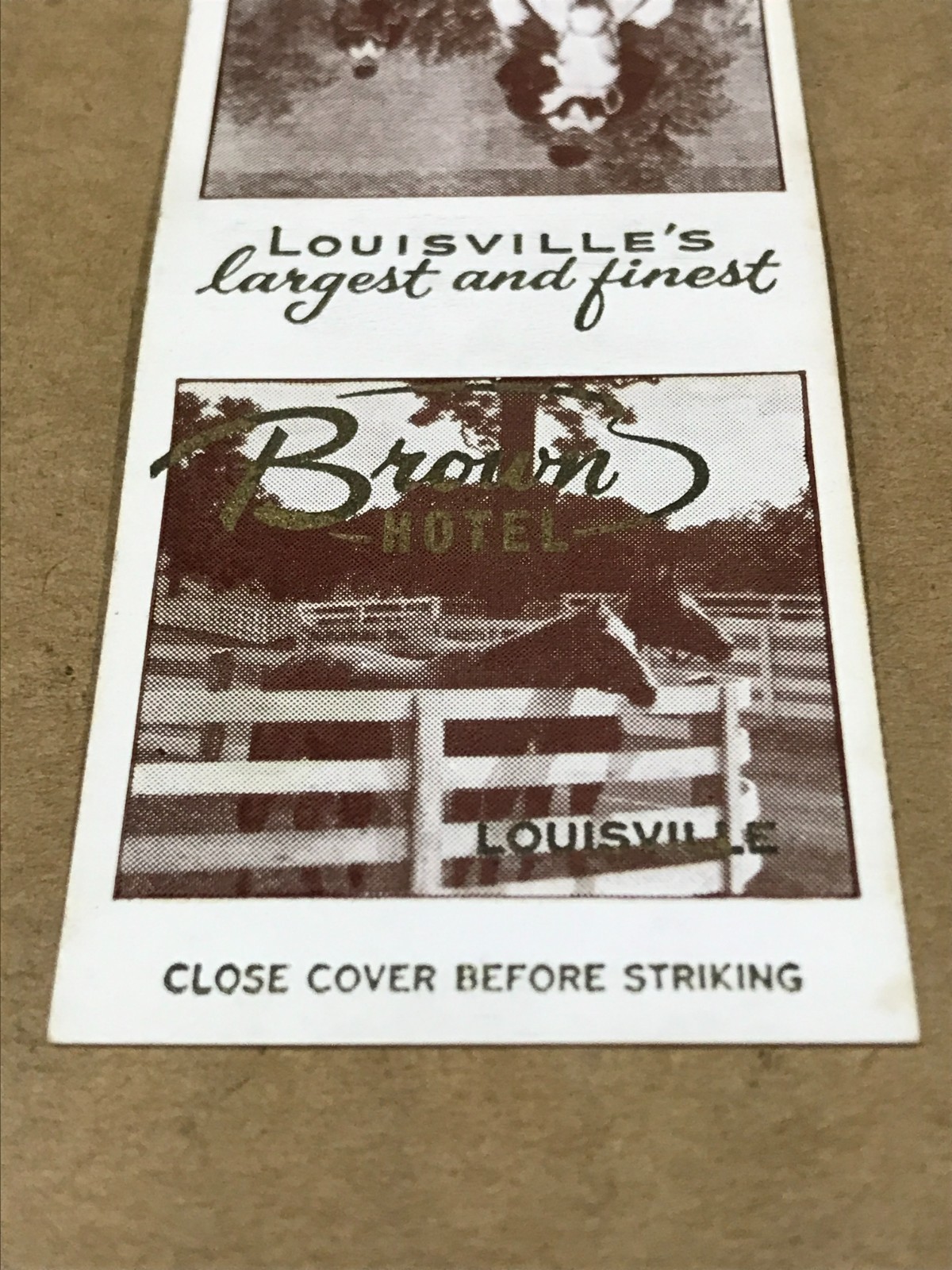 Vintage Brown Hotel – Louisville, Kentucky – Matchcover, Matchbook