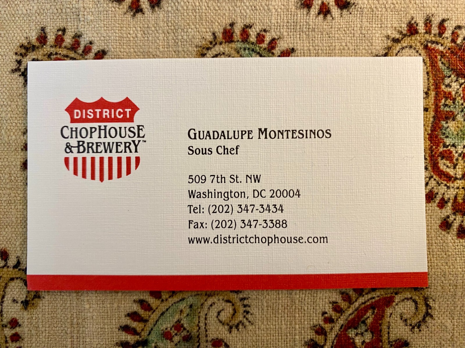 Collection of 8 Vintage Business Cards from District Chophouse & Brewery (c2002)