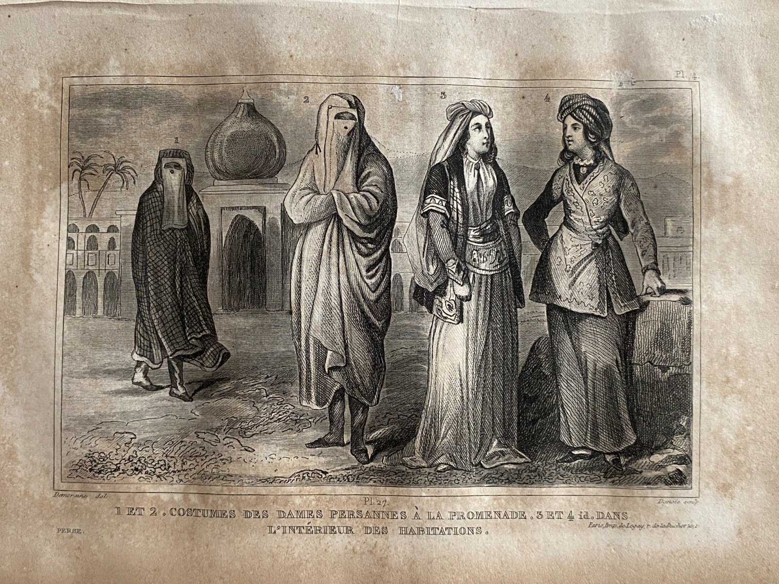 Engraving “Persian – Persian Ladies – At The Promenade And Inside”