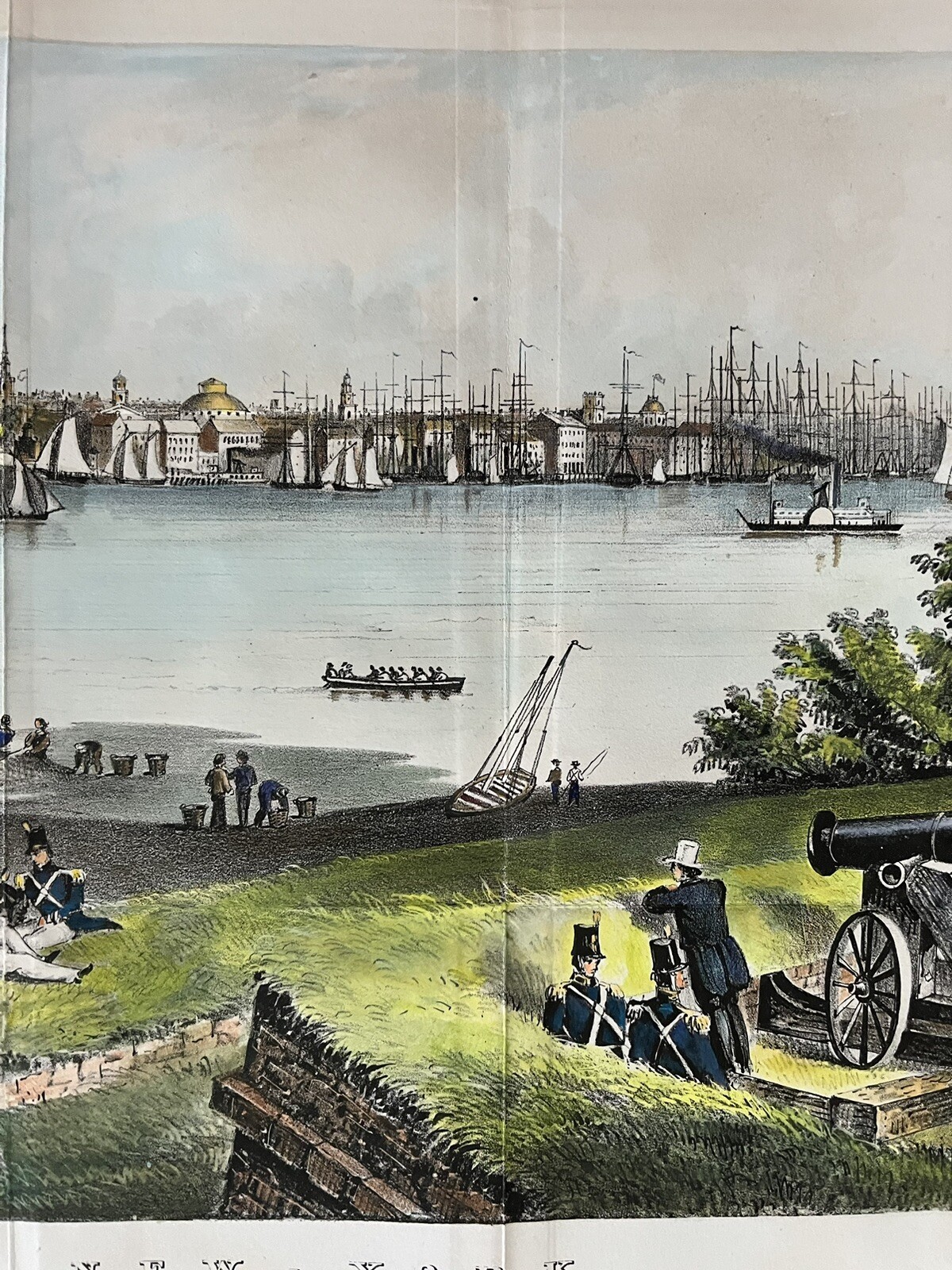 HAND COLORED PRINT GOVERNORS ISLAND, NEW YORK CITY, FROM 1860 VALENTINE’S MANUAL