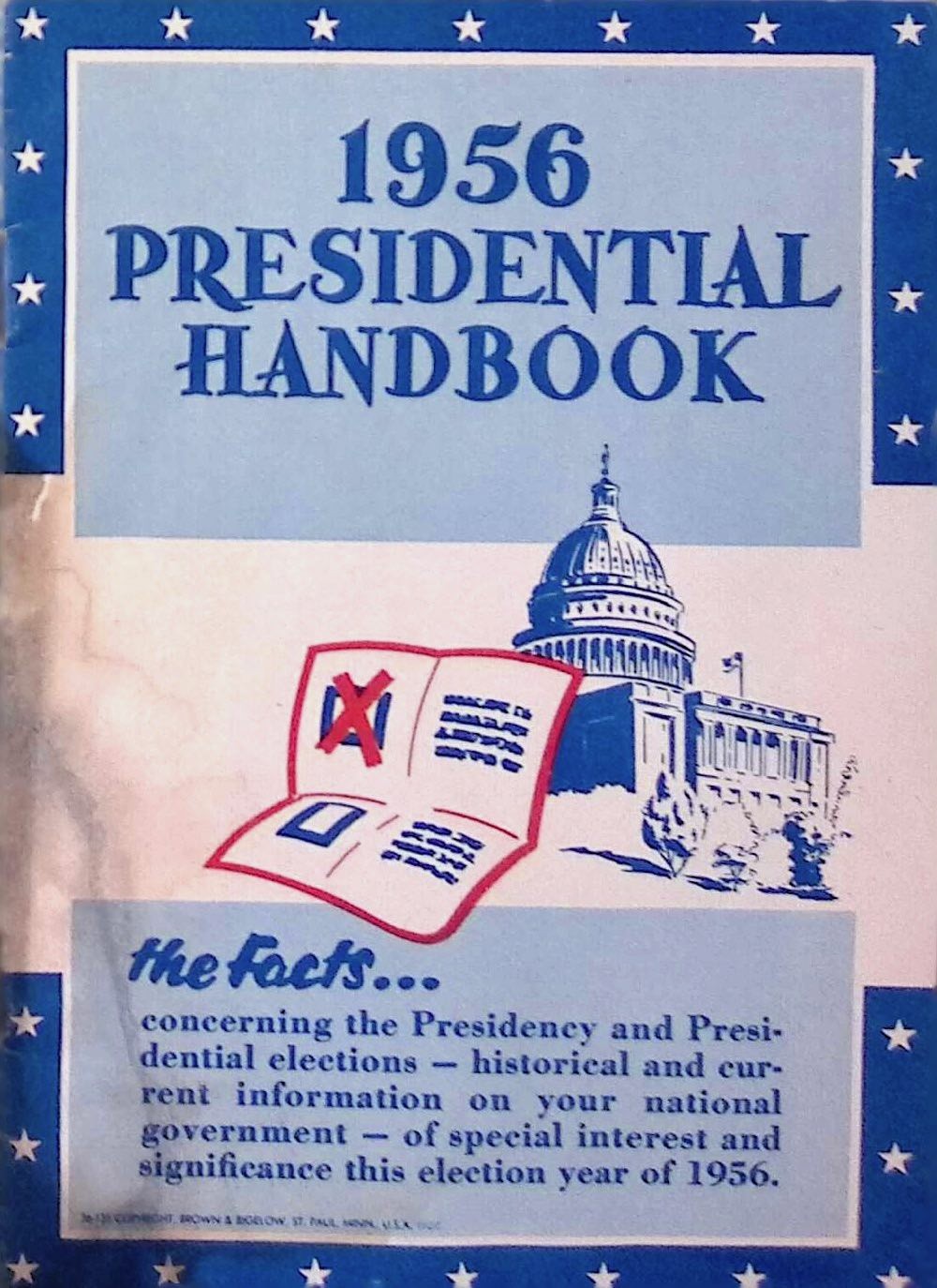 1956 Presidential Handbook Brown Bigelow Election Guide Ballot Capitol