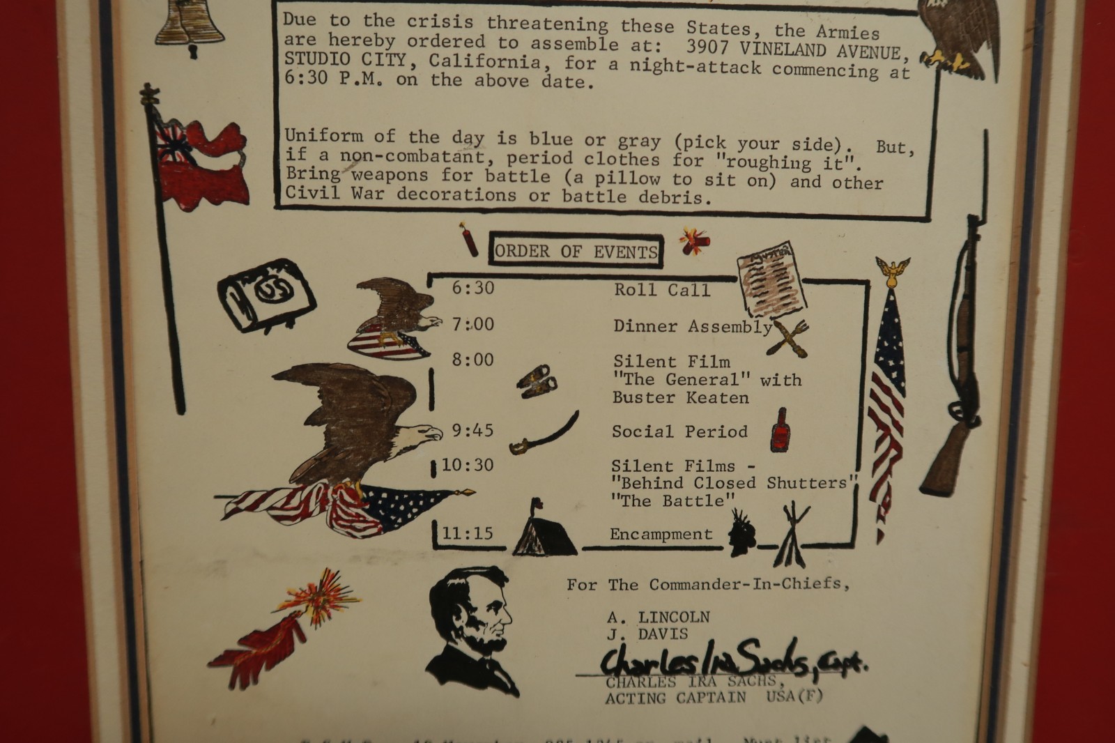 Last Call Certificate Fort Sumter 1974 Civil War General Order No. 1 Matted
