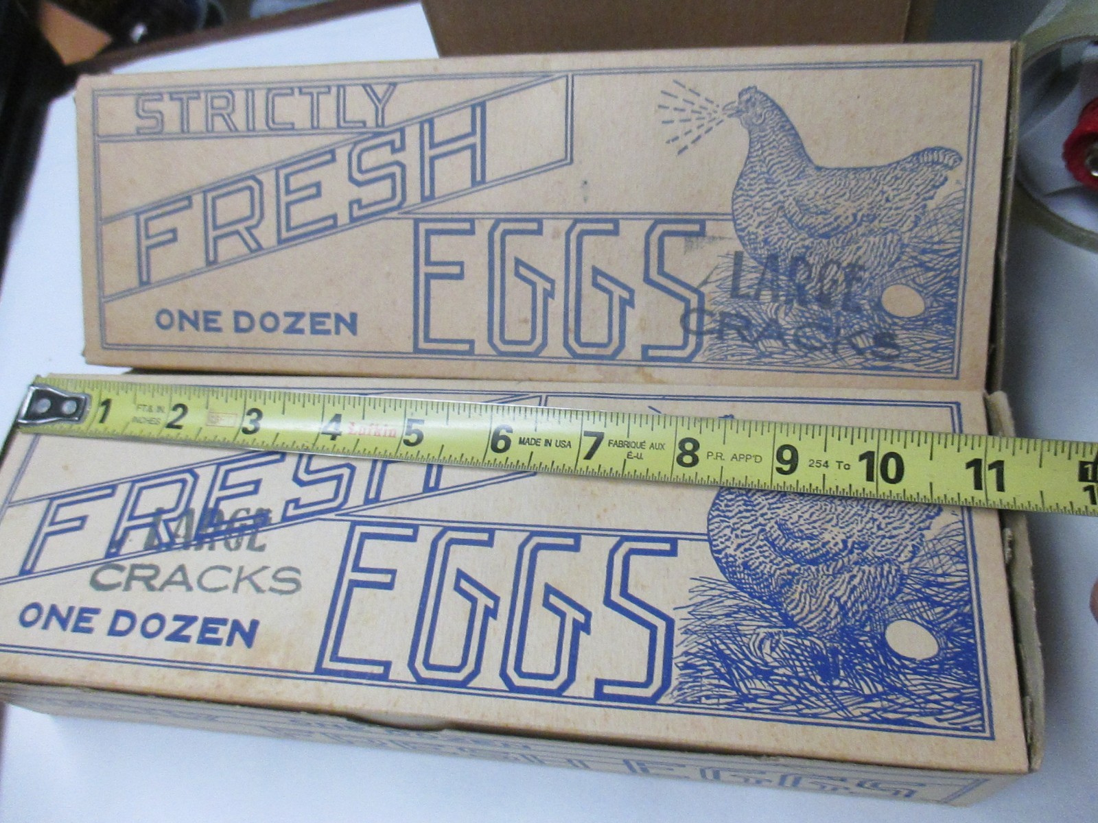 TWO Vintage Strictly Fresh 1 Dozen Eggs Cardboard Carton Farmhouse Decor Chicken