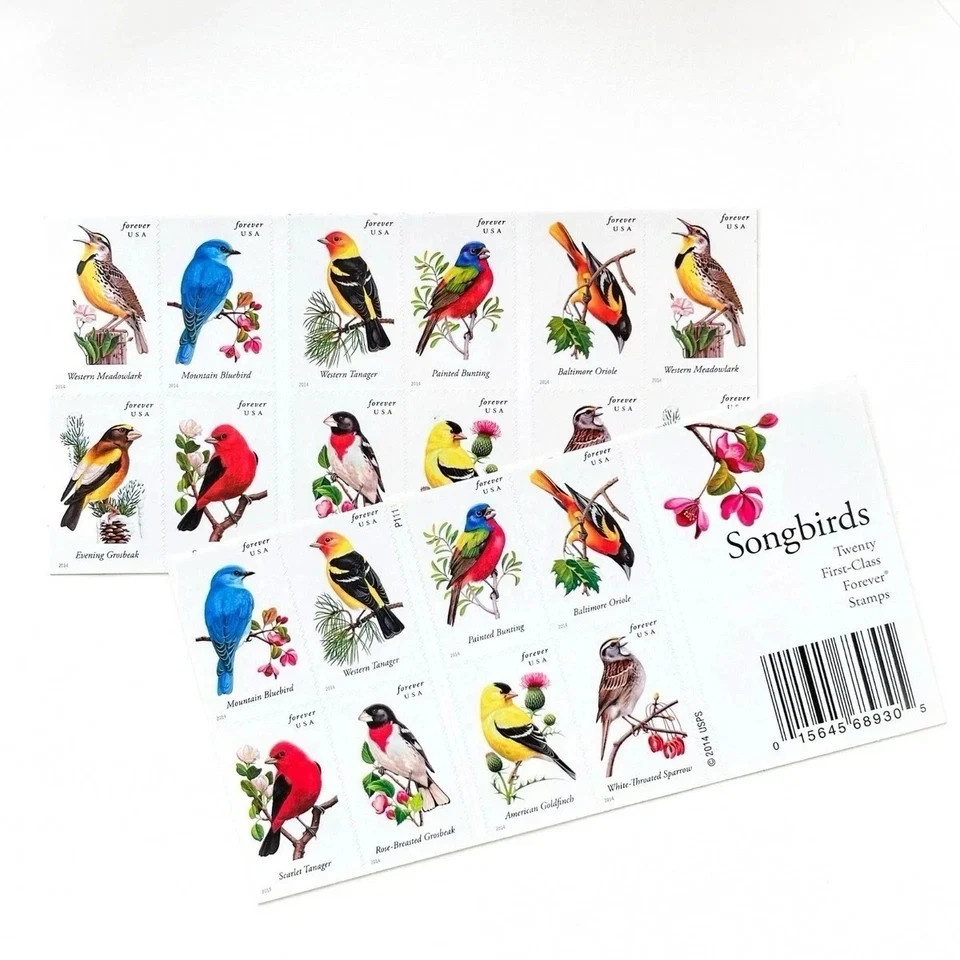 2014 US Songbirds For & ever Stamps Booklet Pane of 100 MNH Scott 4891b