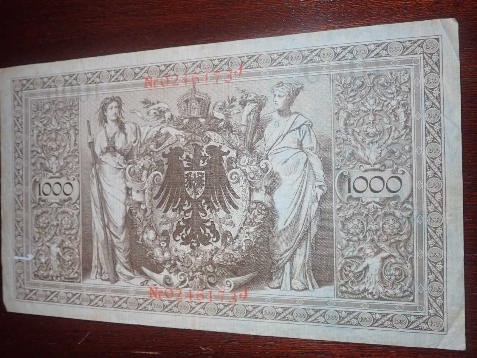 Antique German Bank Note 1910 Reichsbanknote 1000 Mark