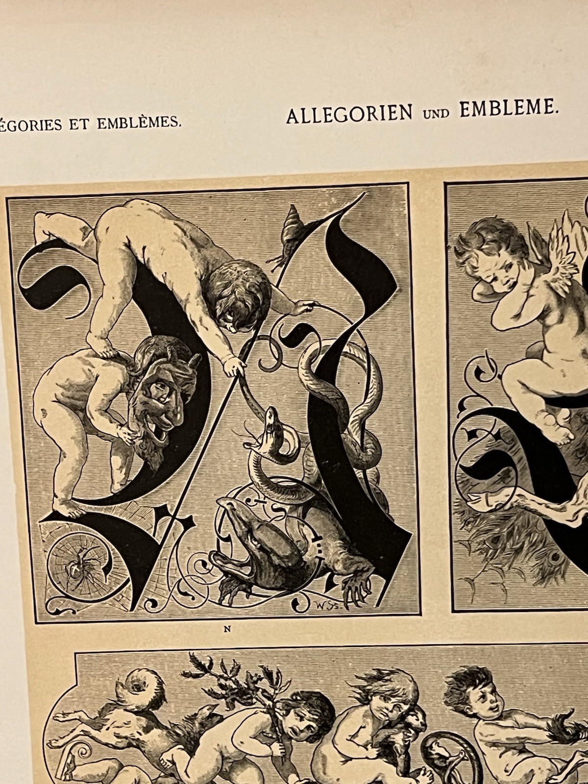 1882 Allegorien Und Embleme Art Print Vienna Cherubs Mythical Figures Plate #143