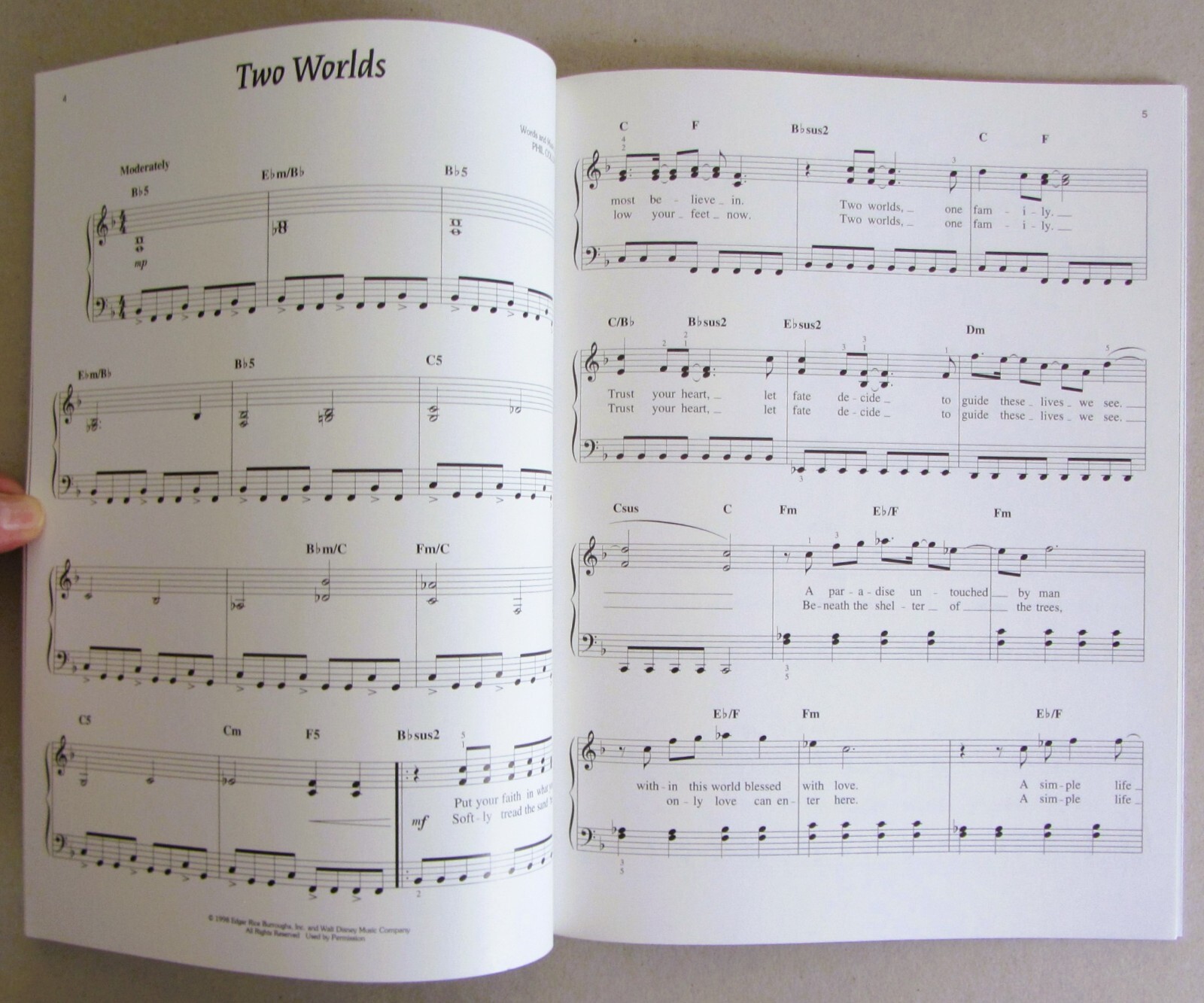 DISNEY TARZAN~WORDS & MUSIC BY PHIL COLLINS~EASY PIANO SCORE SHEET MUSIC~NEW