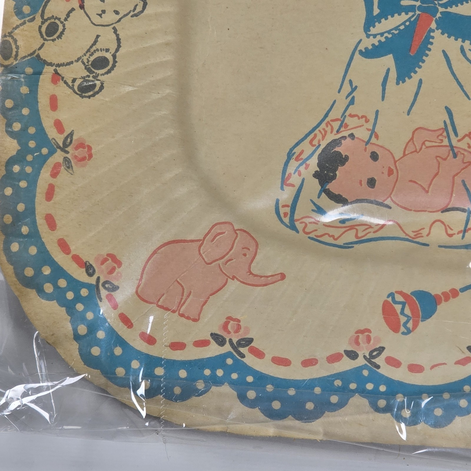 1940’s-1950’s Vintage Reed’s Stork Baby Shower 9″ Paper Party Plates 7 Unused