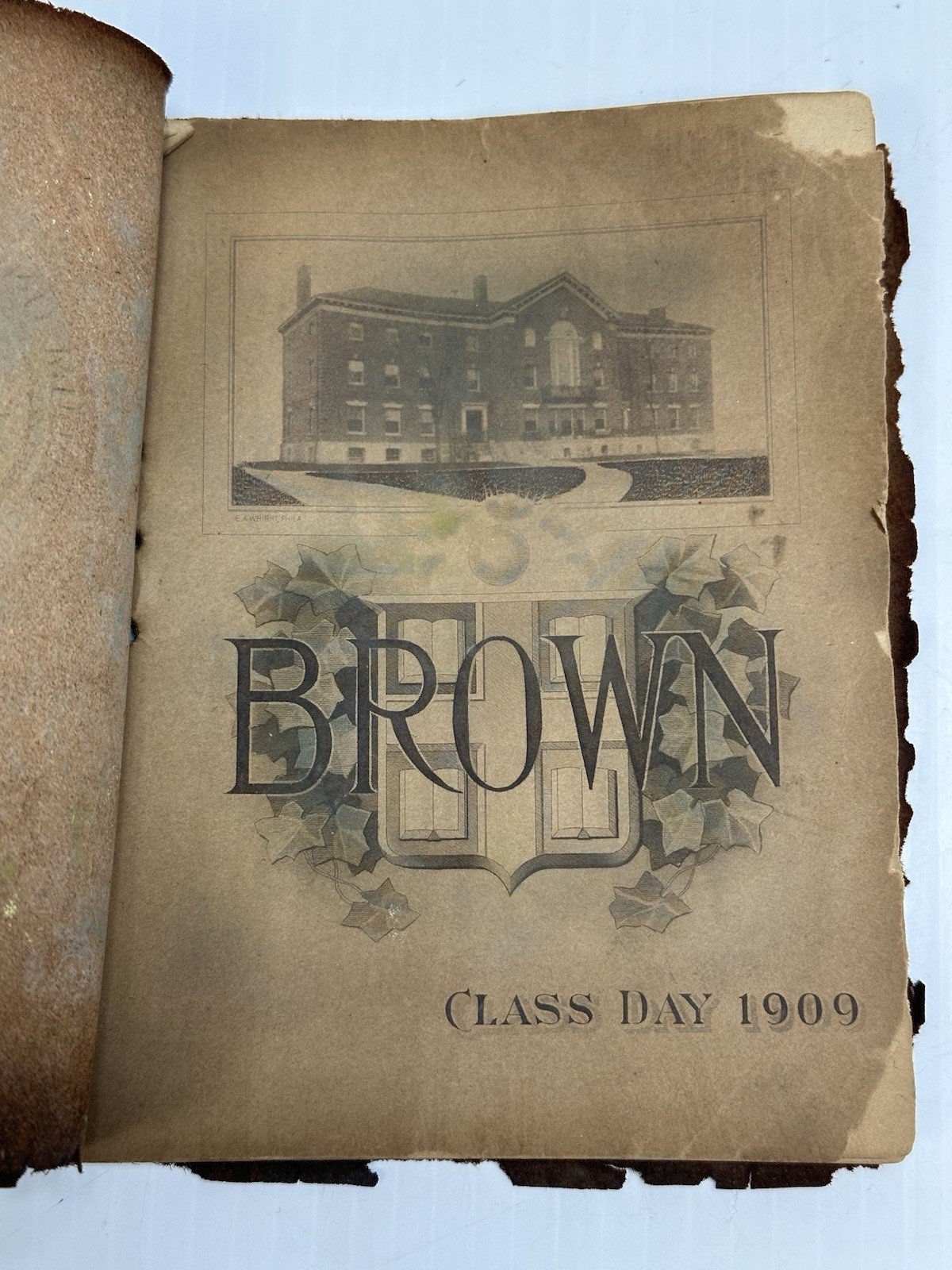 Antique Brown University Class Day 1909 Program Leather Cover Photos
