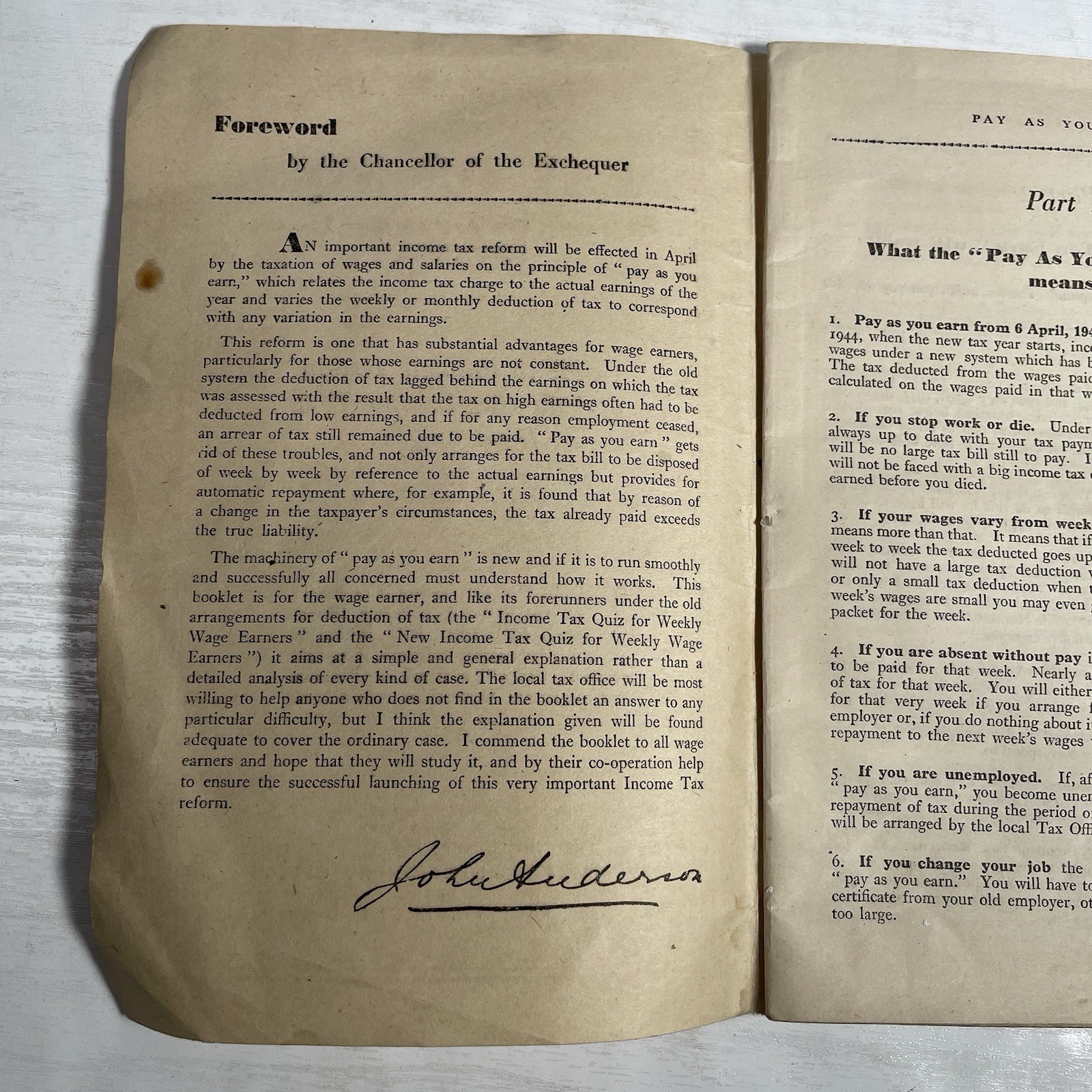 WW2 1944 Income Tax PAYE Guide Booklet For Deducting Tax