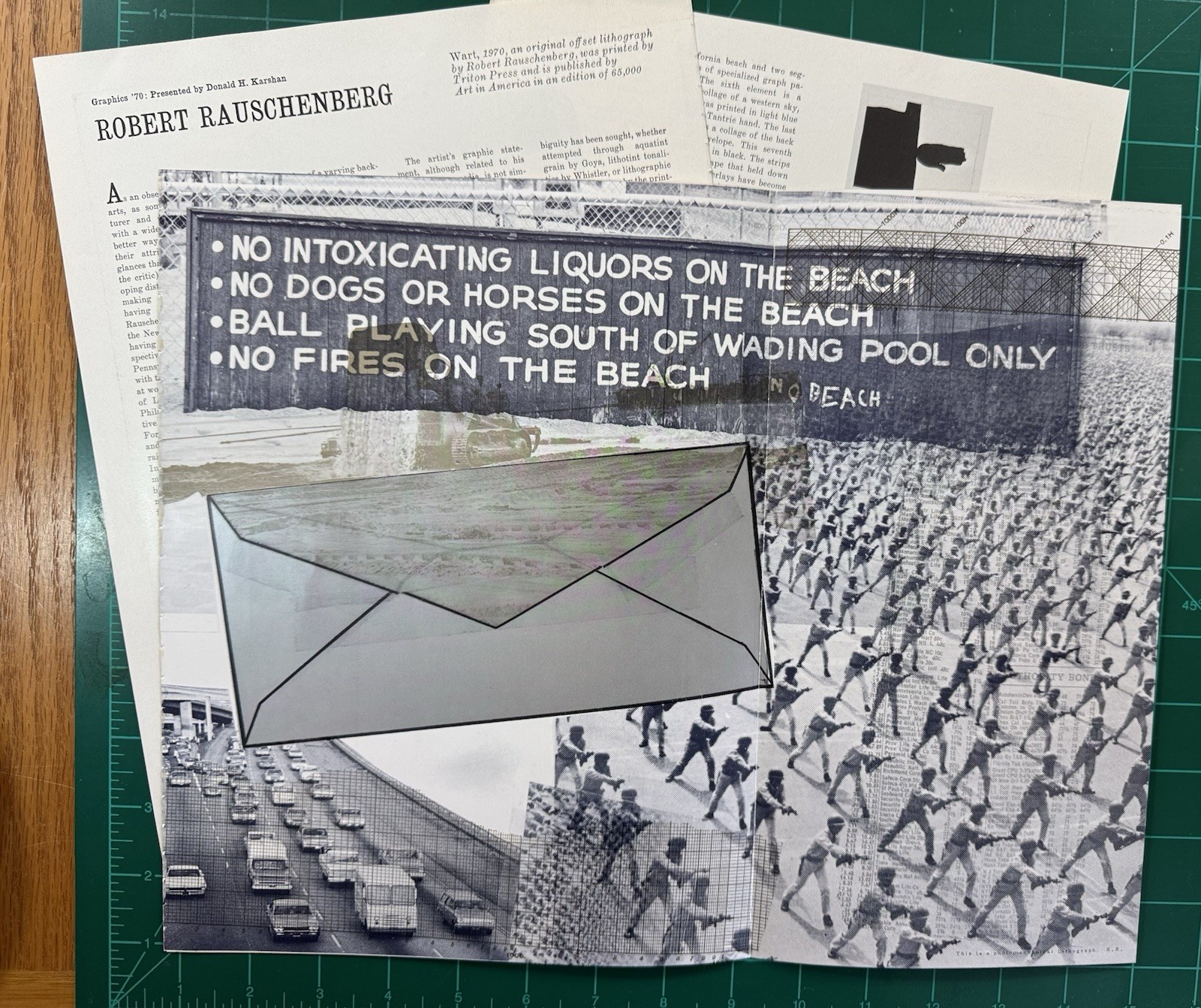 1970 Robert Rauschenberg Double Sided Lithograph WART w/vintage Magazine Article