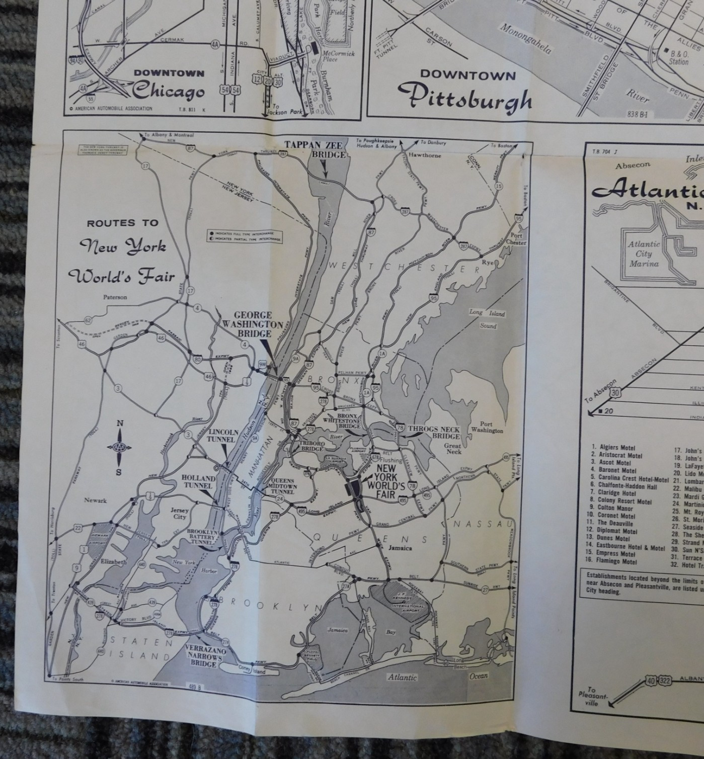 Vintage 1965-1966 AAA Northeastern United States Road Map Travel Route Planner