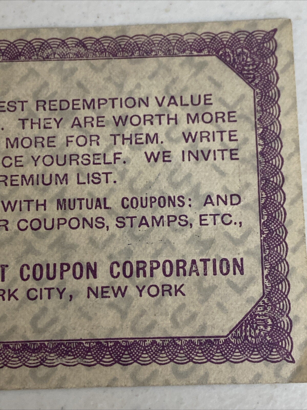 Mutual Profit Coupon Corporation New York City, NY 20 Coupons Cigar Store