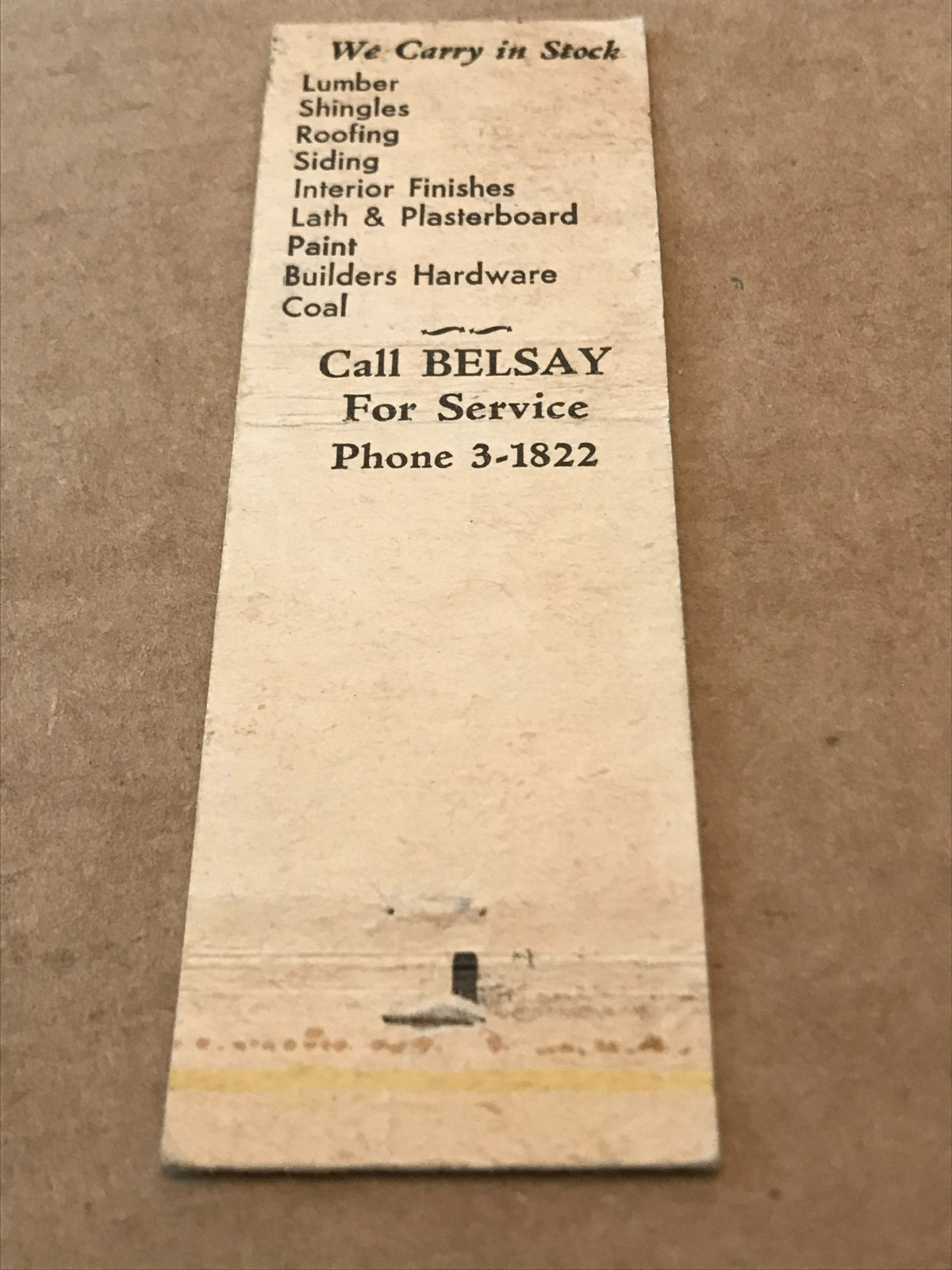 Vintage Belsay Lumber Company – Matchcover, Matchbook