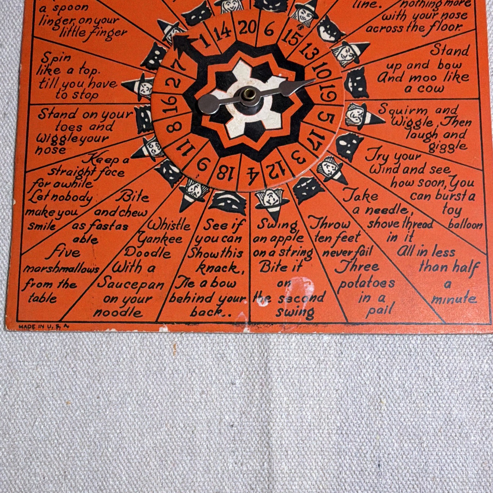 Halloween Fortune & Stunt Game “Whirl-O Fortunes” by Sandra Pearl Paper Sheet