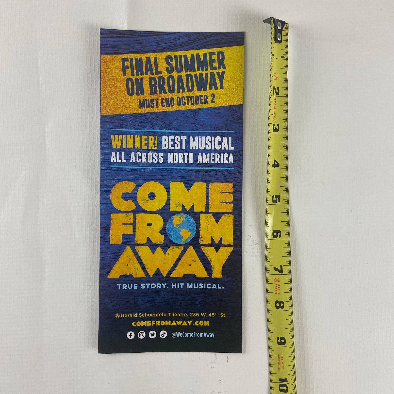 Come from Away Final 2022 Ad Flyer Broadway NYC New York City Advertisement Ads