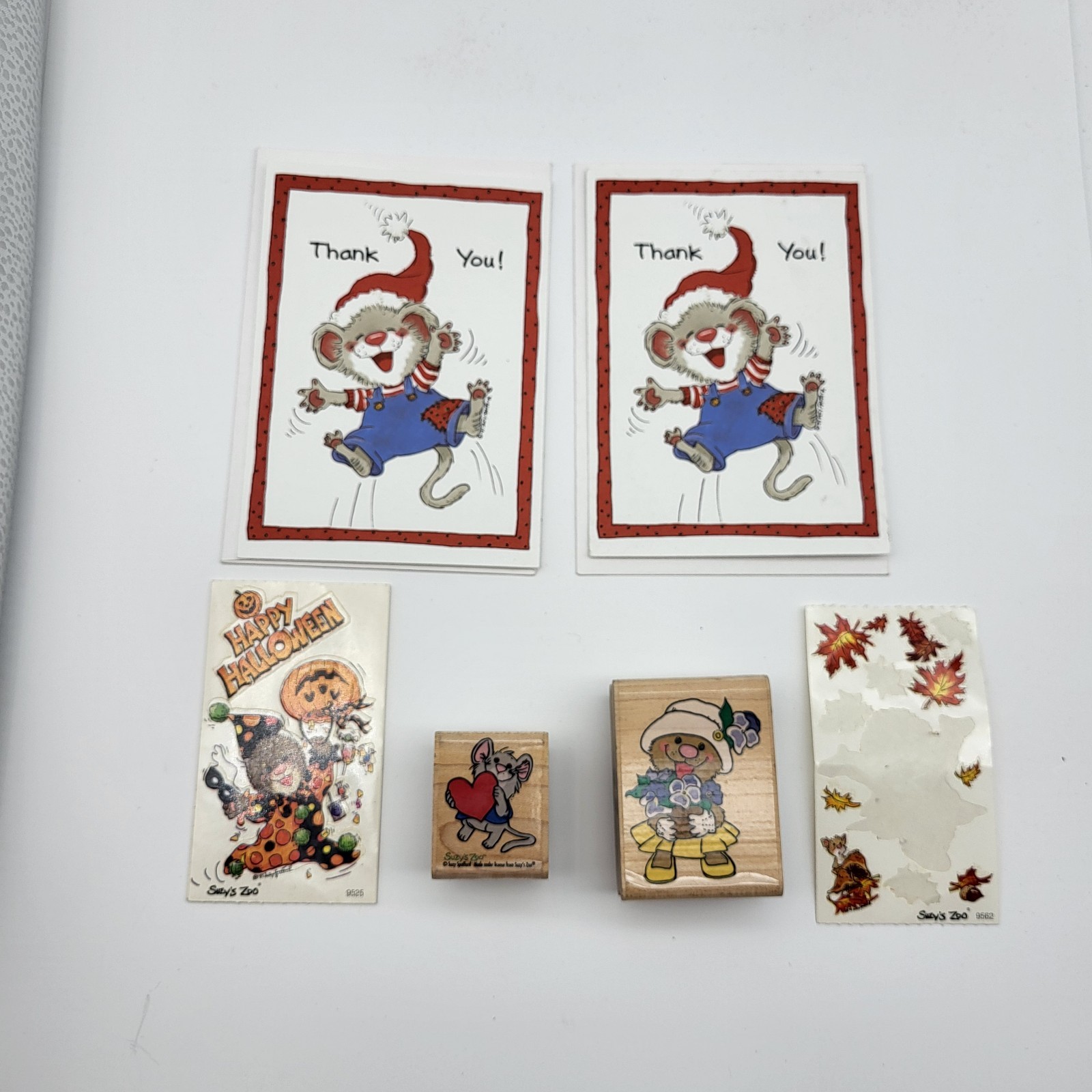 Vintage Suzy’s Zoo Collection 2 Cards 2 Rubber stamps & a few stickers