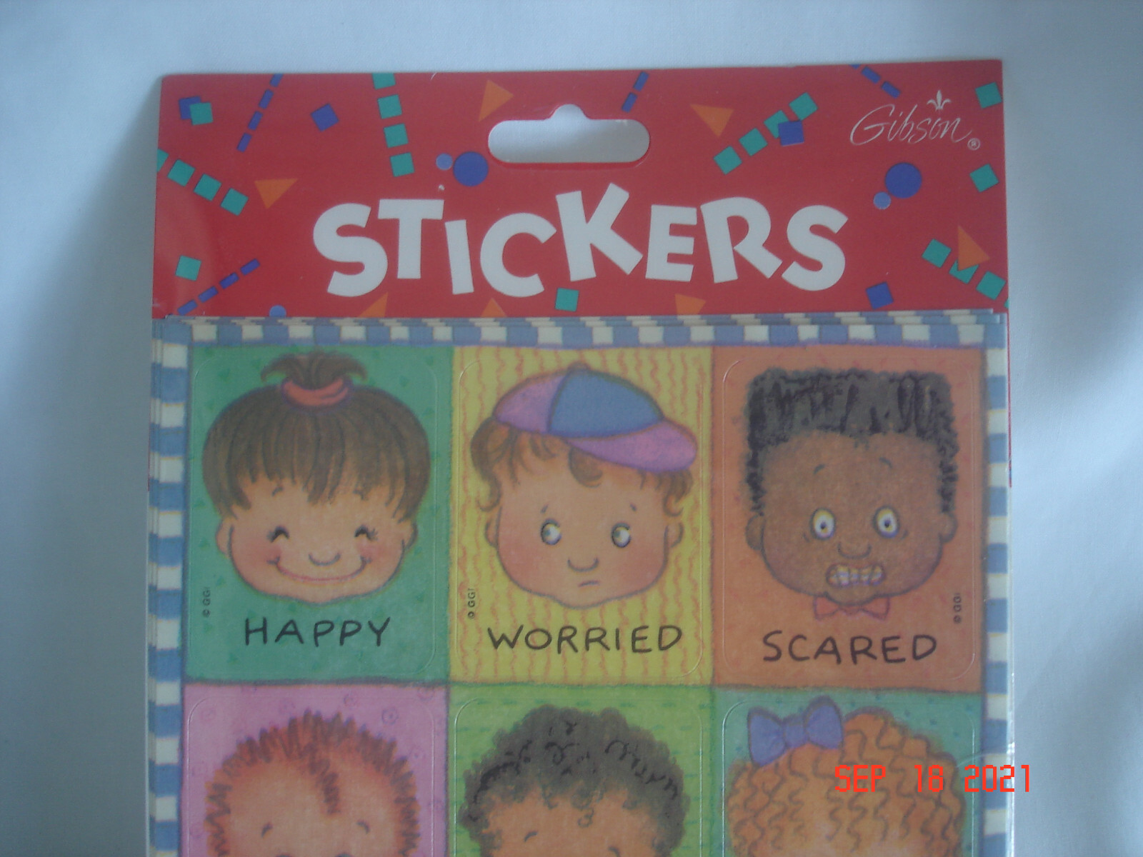 SEALED PKG. 1993 GIBSON GREETINGS CHILD FACES with SENTIMENTS STICKERS 4 Sheets