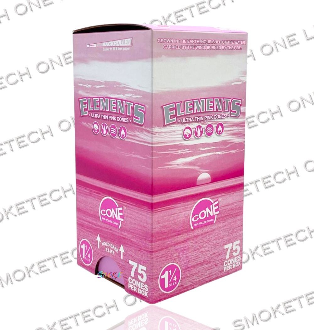 Elements Pink 1 1/4 Pre-Rolled Cones – 75 Pack