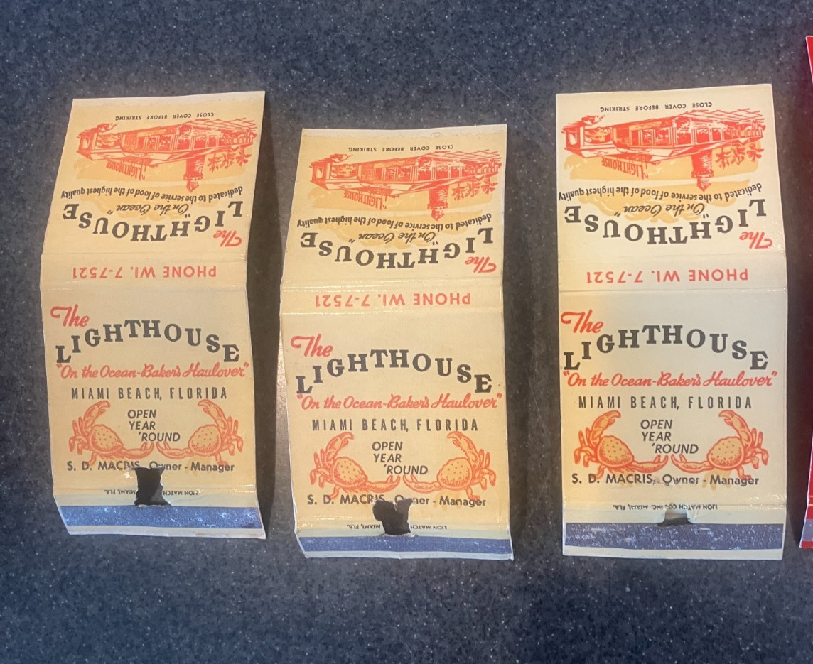 Vintage 1950″s Miami, FL – Matchbook covers – no matches`