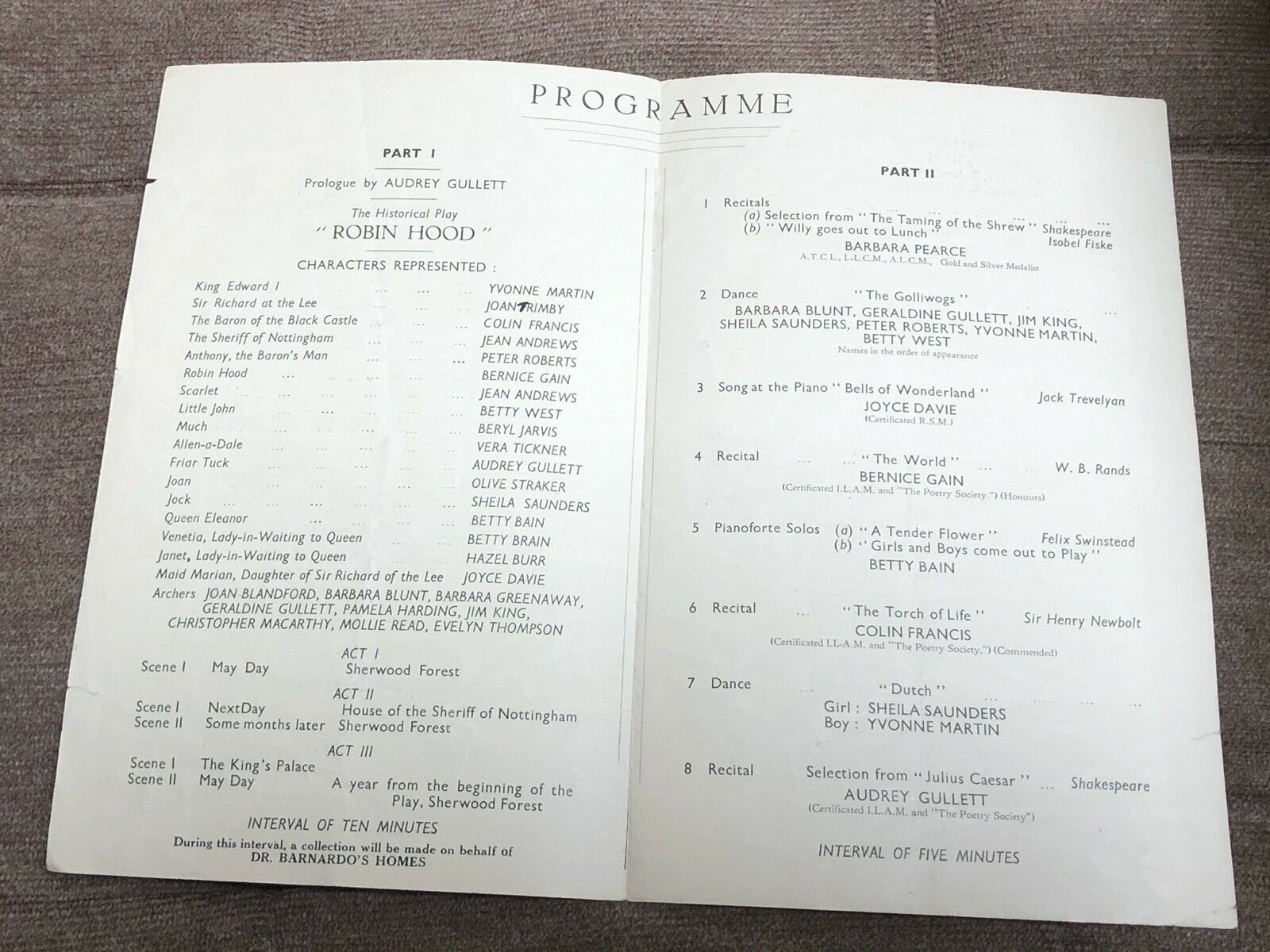 dr barnardo’s homes programme of variety 1933