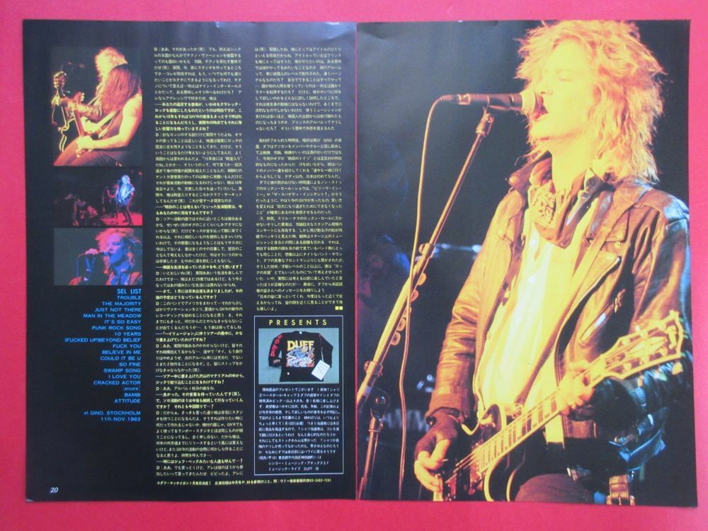 DUFF McKAGAN PEARL JAM 1994 CLIPPING JAPAN MAGAZINE ML 1J 10PAGE GUNS N’ ROSES