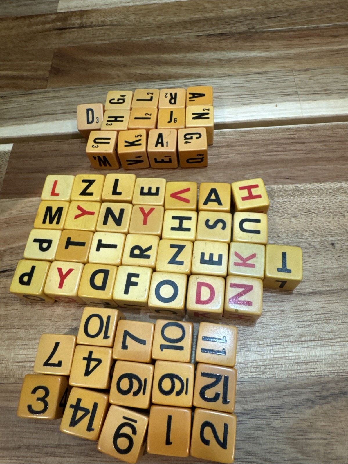 56 Bakelite Butterscotch Cribbage Scrabble & Boggle 5/8″ Dice Lot of 56 Vintage