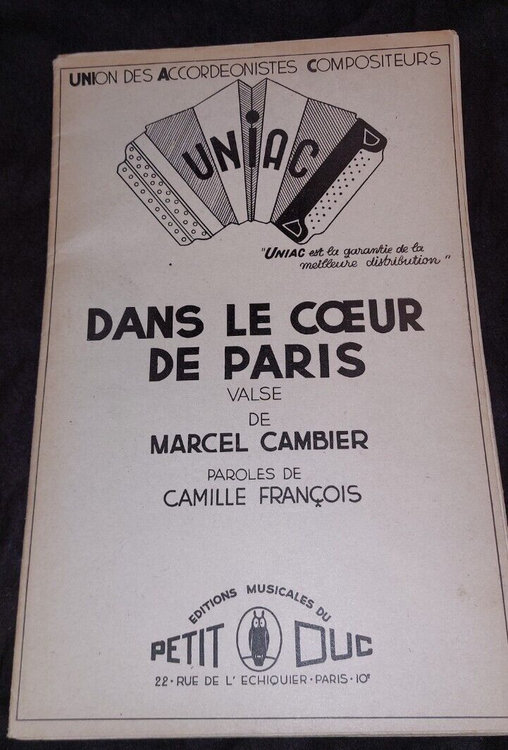 Partition In The Heart Of Paris Valse Cambier Sheet Music