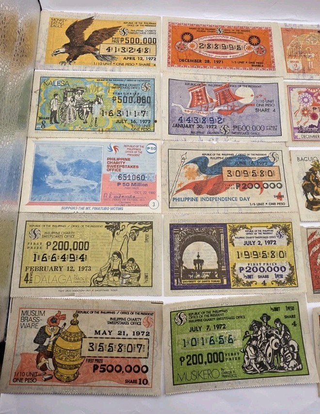 1970s Philippines Paper Collectible Vintage Sweepstakes.Lot Of 17.Used.