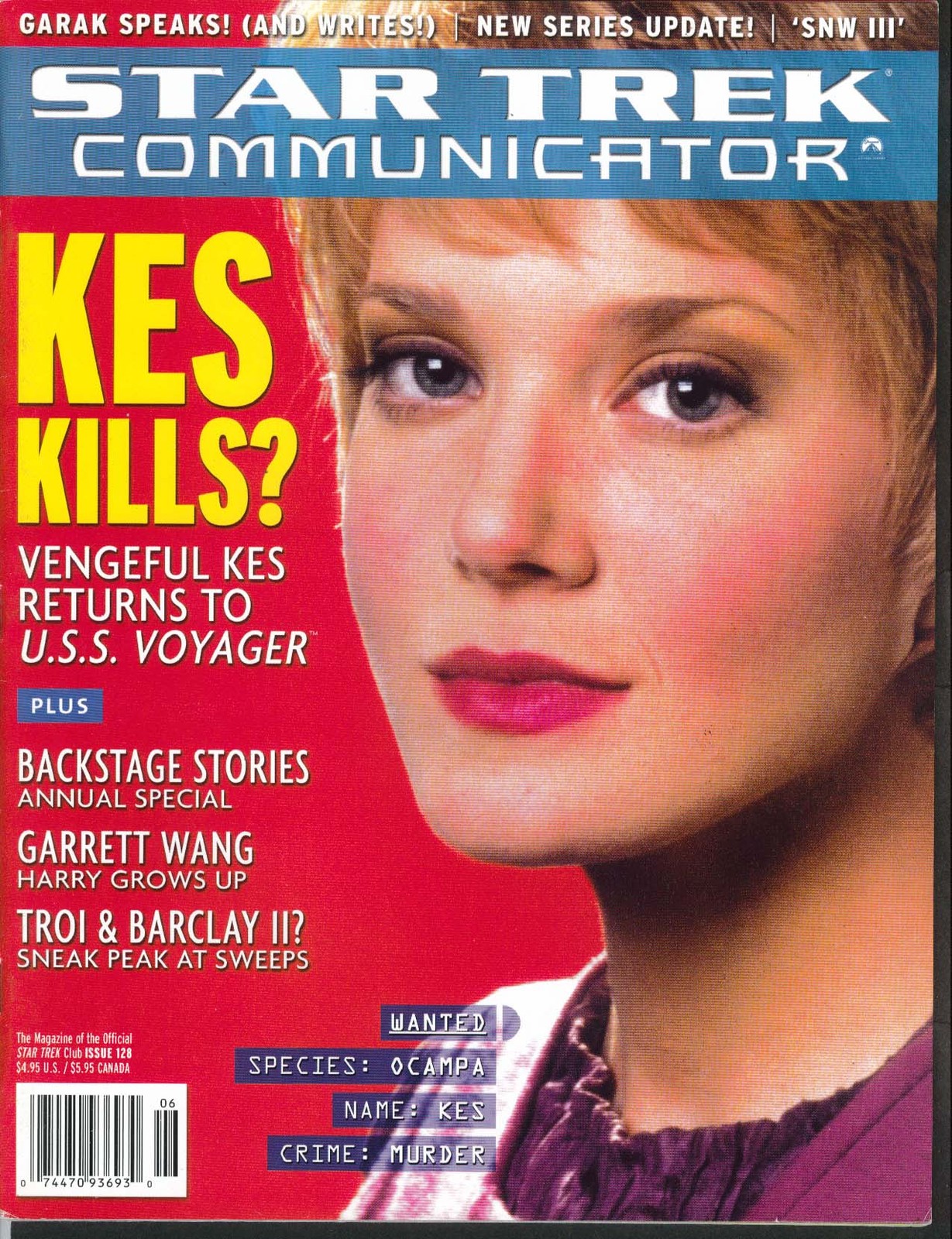 STAR TREK COMMUNICATOR #128 Garrett Wang Andy Robinson Gerry Sackman ++ 2000