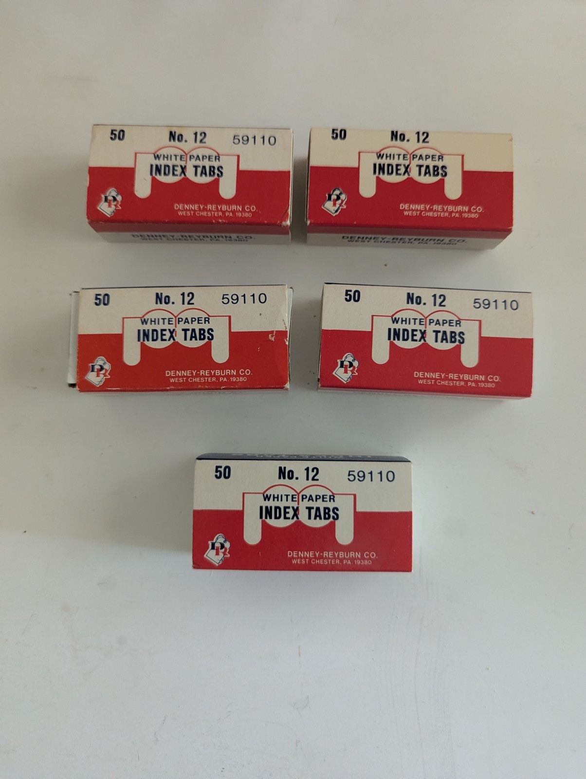 Vintage Denney-Reyburn Gummed White paper Index Tabs Office Labels 59110 USA NOS