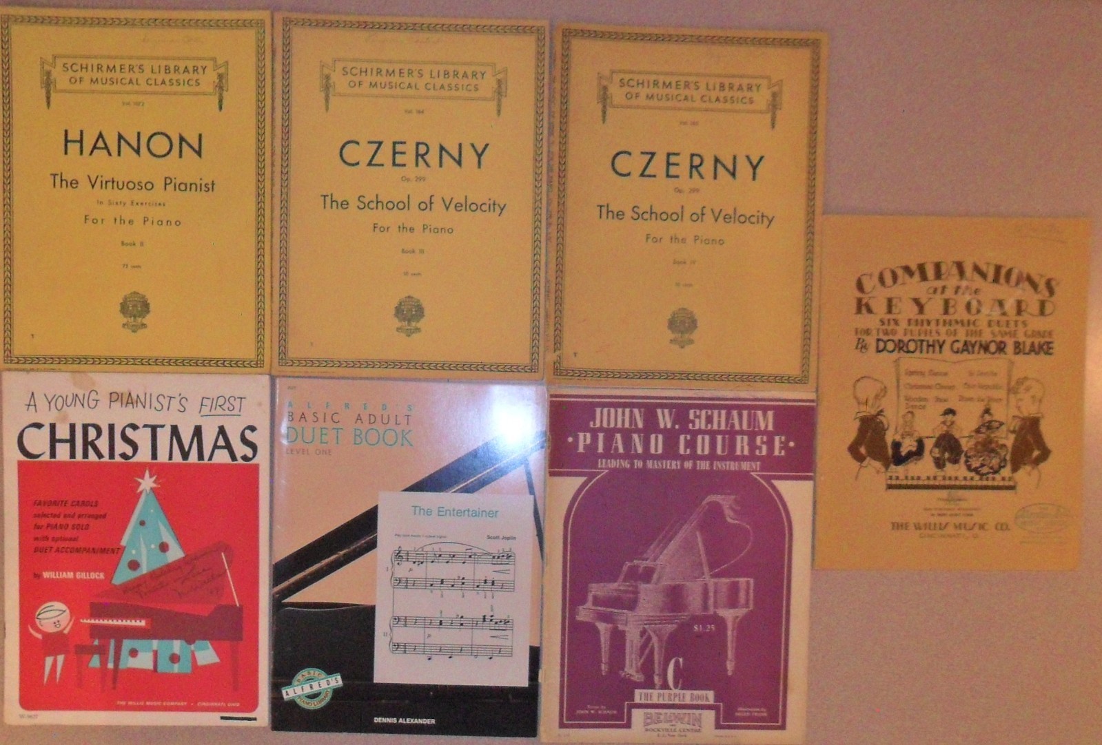 7 Vintage PIANO MUSIC BOOKS: Christmas, Hanon, Czerny, and Others