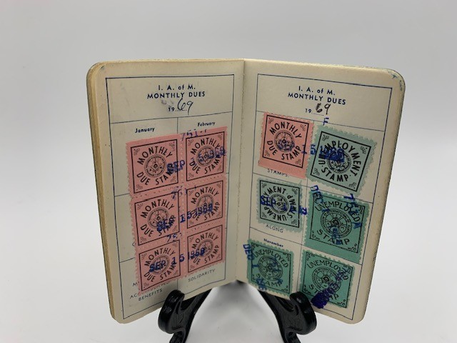 1960’s International Association of Machinists Monthly Dues Booklet w/Stamps