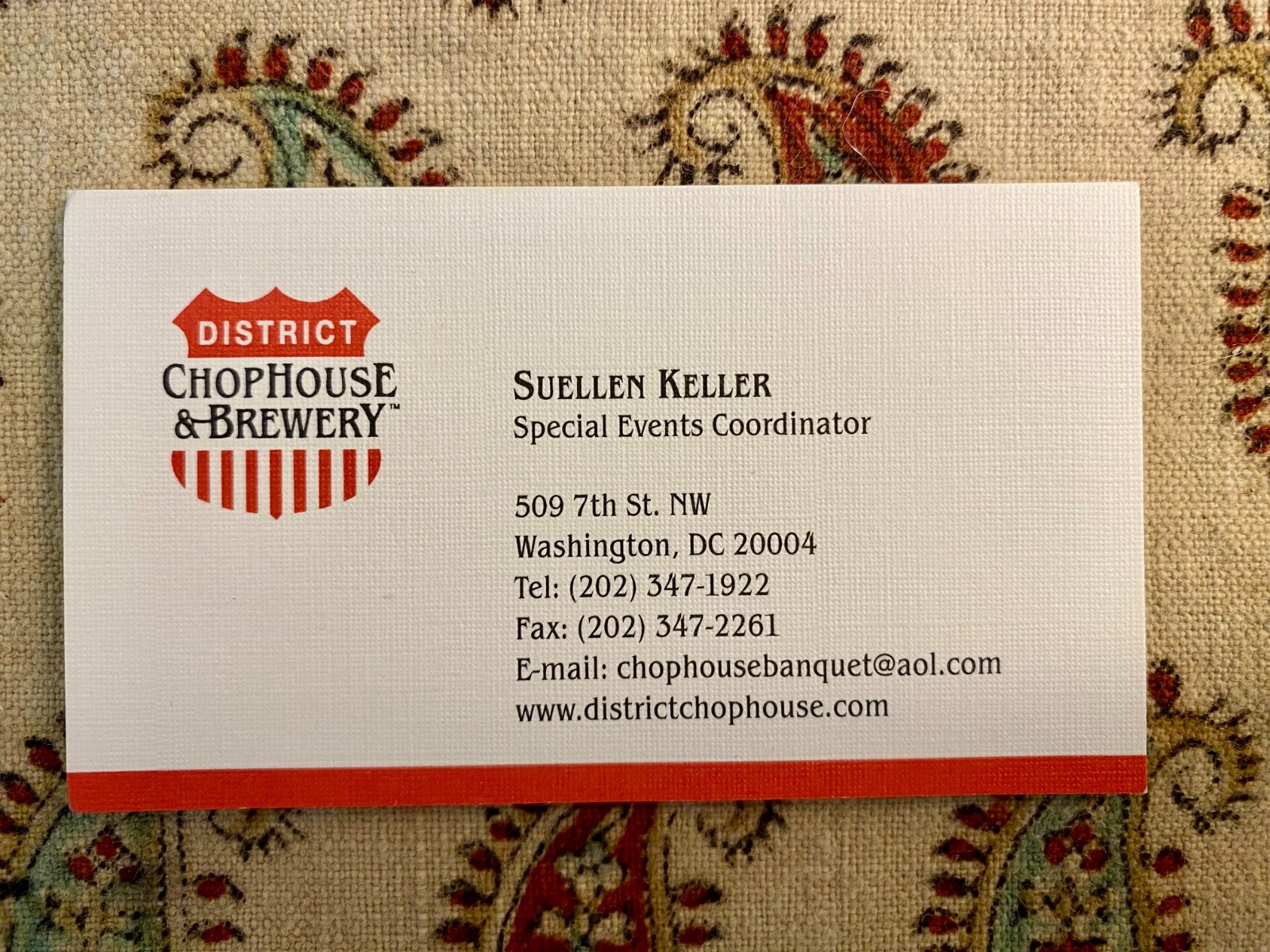 Collection of 8 Vintage Business Cards from District Chophouse & Brewery (c2002)