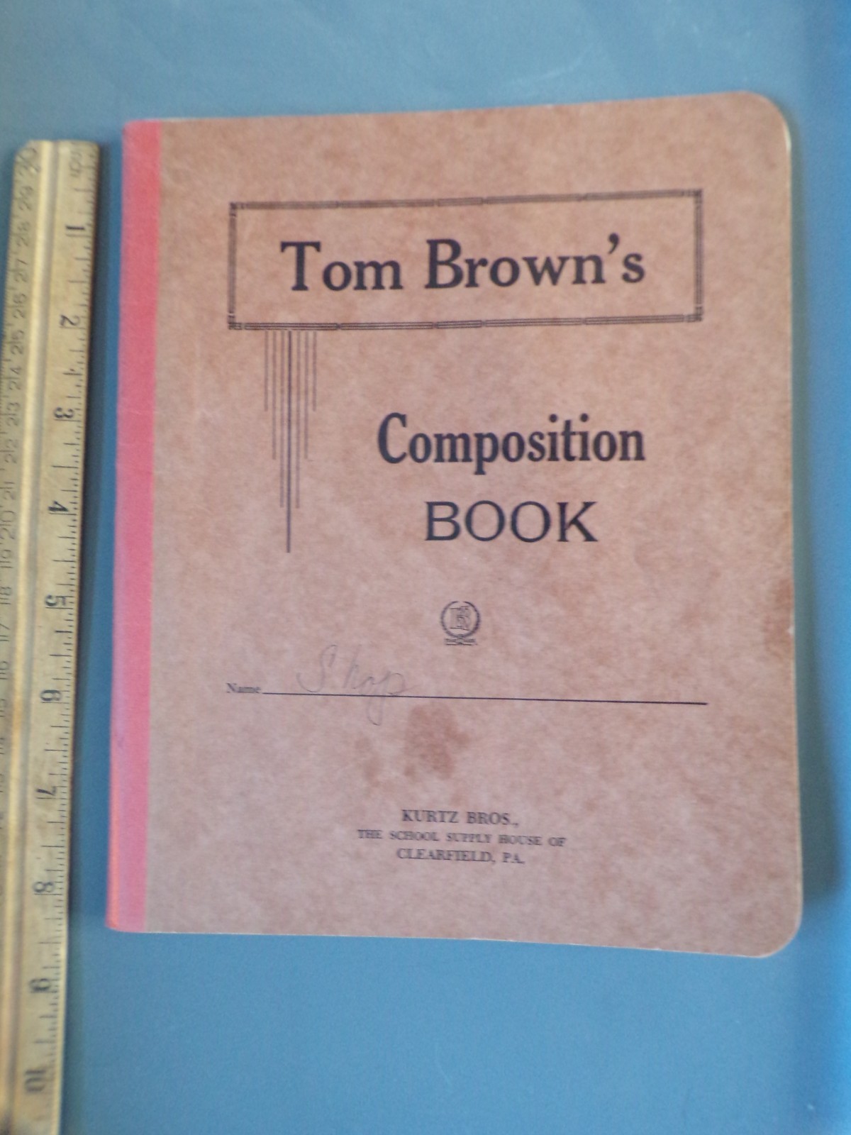 Vintg Tom Brown’s Composition Book Kurtz Bros School Supply House Clearfield PA