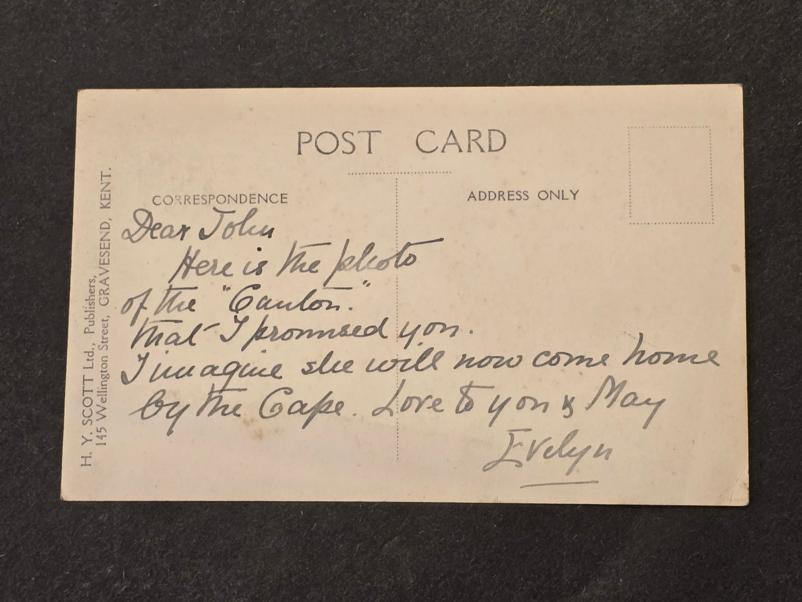 RPPC Ocean Liner RMS Canton. P. & O. Lines Real Photo Postcard UK c1910s