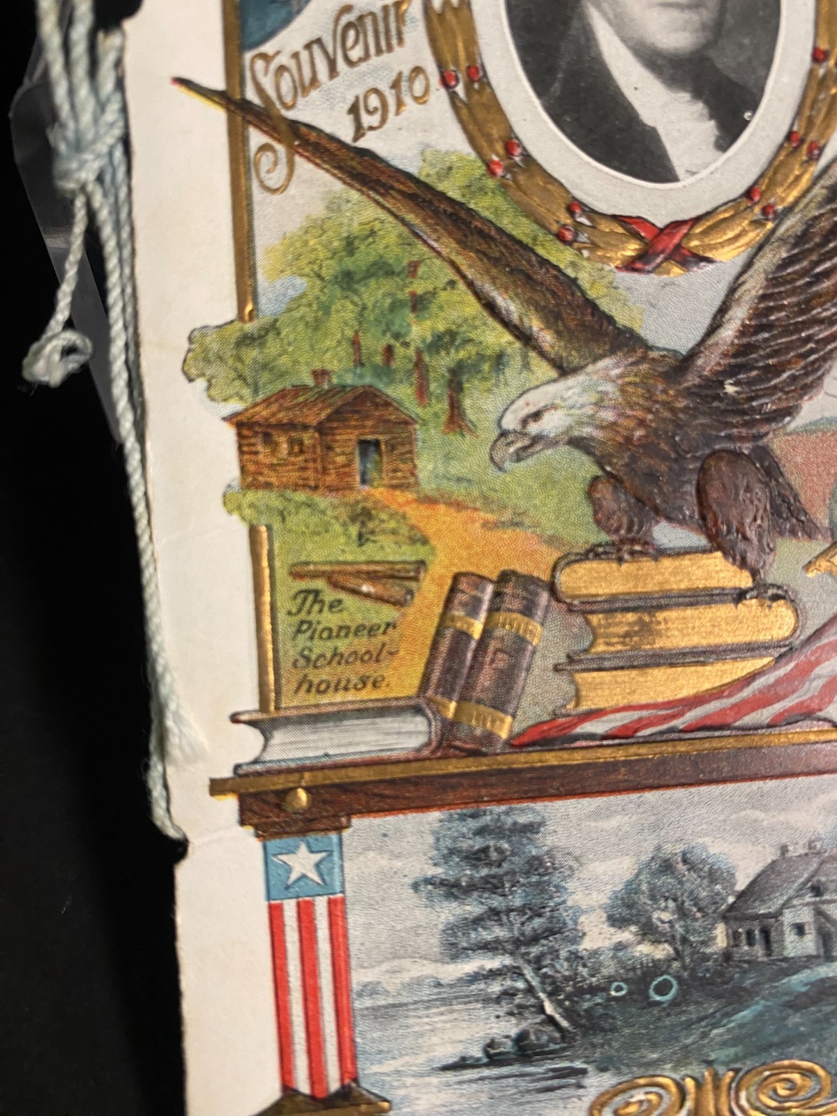 1910 Souvenir Memento Booklet Pioneer School House Embossed Americana Ephemera