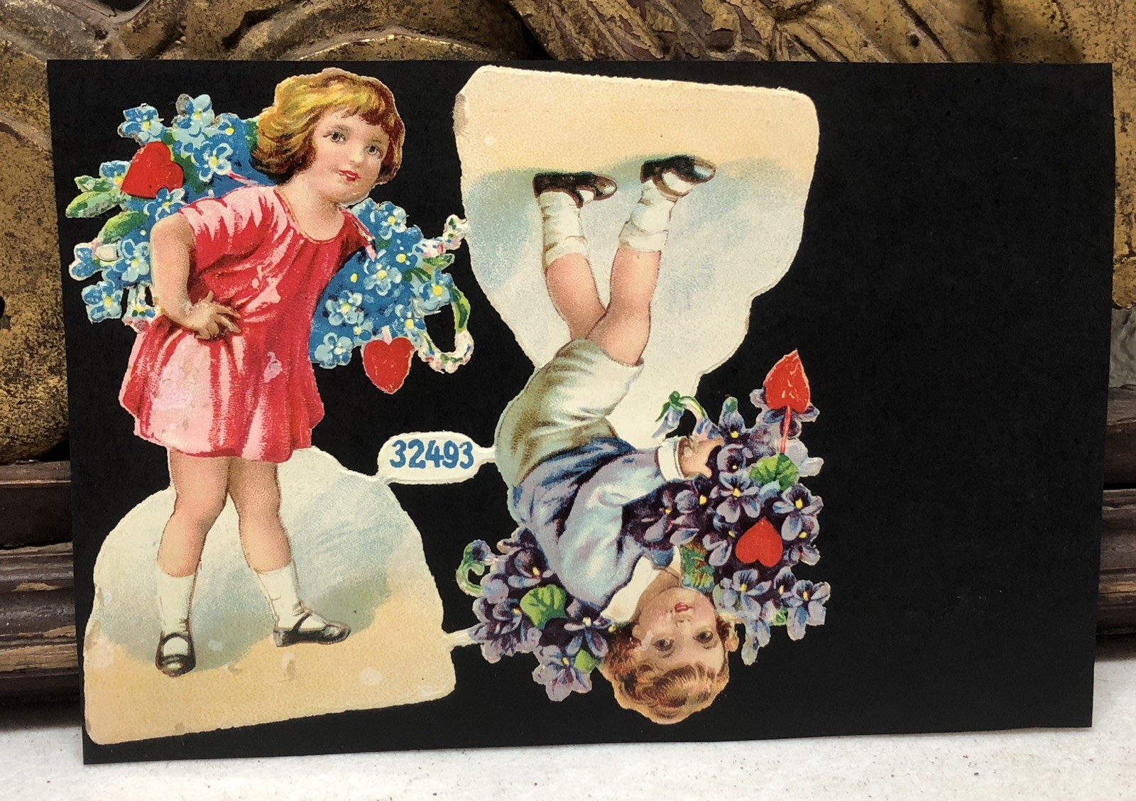 Kids Girls Flowers Spring Die Cut Scraps Glued on Paper Double Sided L11