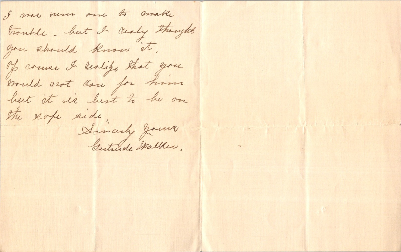 Gertrude Walker Handwritten Letter Gossip 1890s Foxing Ink Smudge