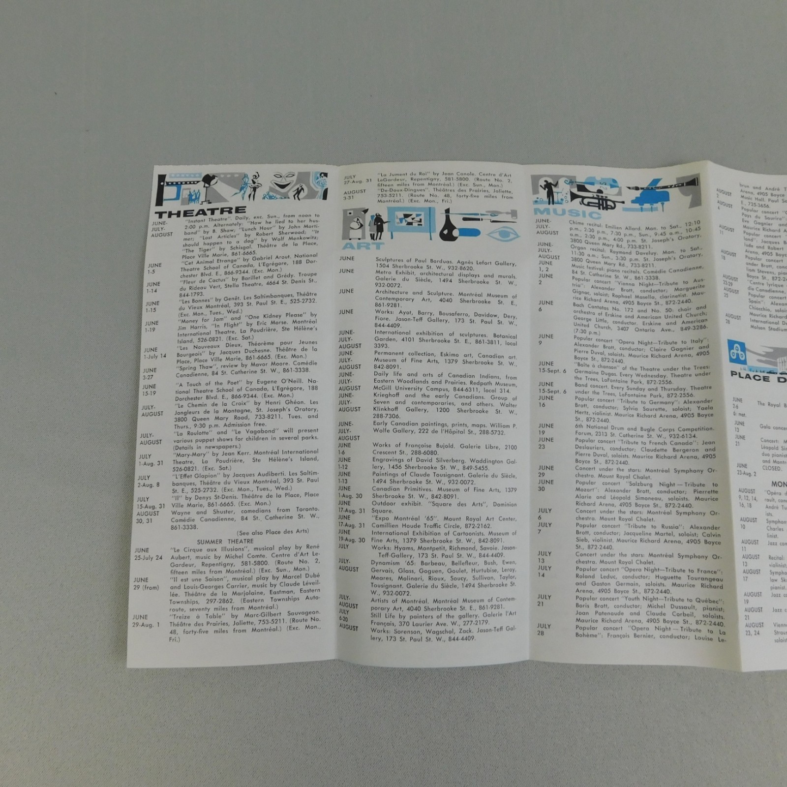 Vintage 1965 Montreal Calendar of Events Tourist Travel Brochure