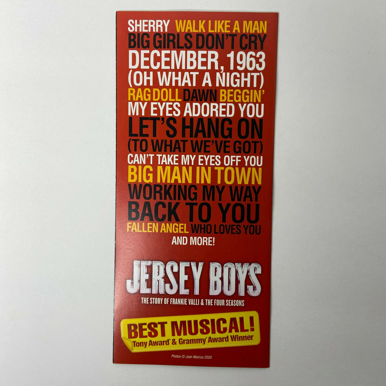 Jersey Boys 15 Years PROMO AD FLYER HANDBILL NYC NEW YORK CITY BROADWAY 2022